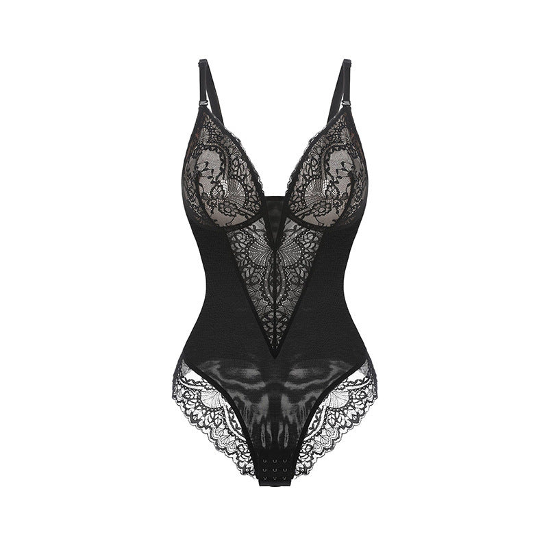Korset Bodysuit - Verstelbare Bandjes - V-Hals - Kanten Bodysuit - Shapewear-Boutique Moda