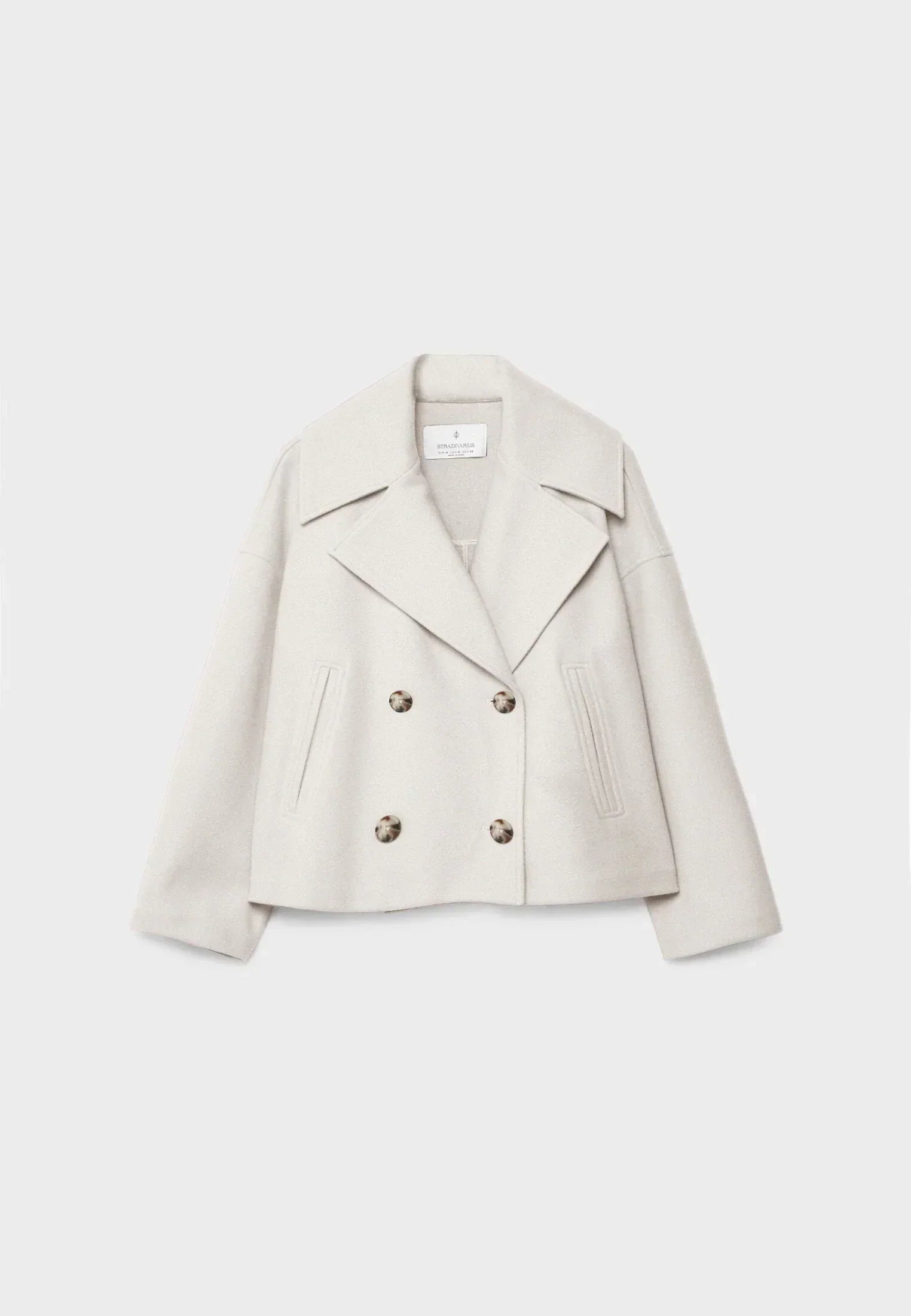 Korte trenchcoat - Dames loose fit korte trenchcoat met twee rijen knopen-Boutique Moda