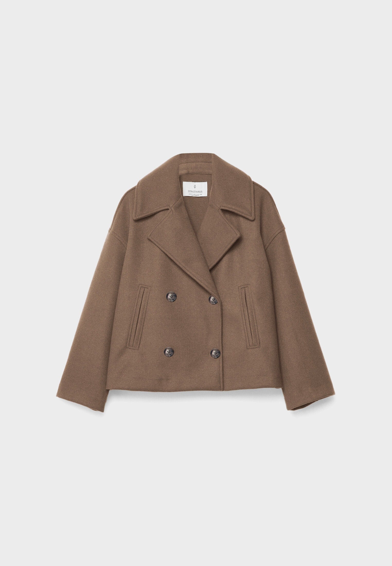 Korte trenchcoat - Dames loose fit korte trenchcoat met twee rijen knopen-Boutique Moda