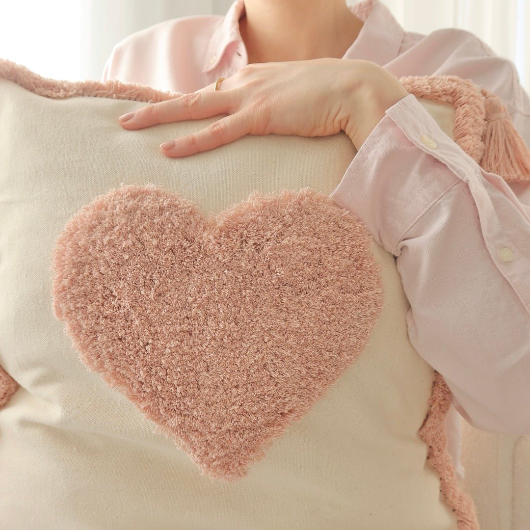 Kussenhoes | Getuft met Kwastjes | Boho Roze Oker-Boutique Moda