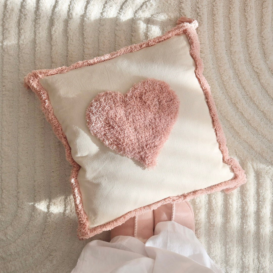 Kussenhoes | Getuft met Kwastjes | Boho Roze Oker-Boutique Moda