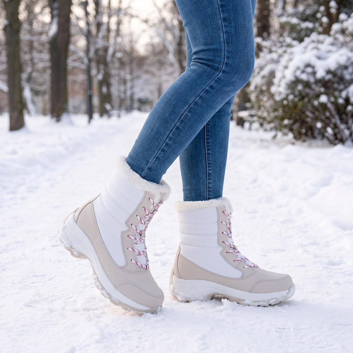 Sneeuwlaarzen | Vetersluiting | Antislip | Bontgevoerde Laarzen | Winterlaarzen voor vrouwen