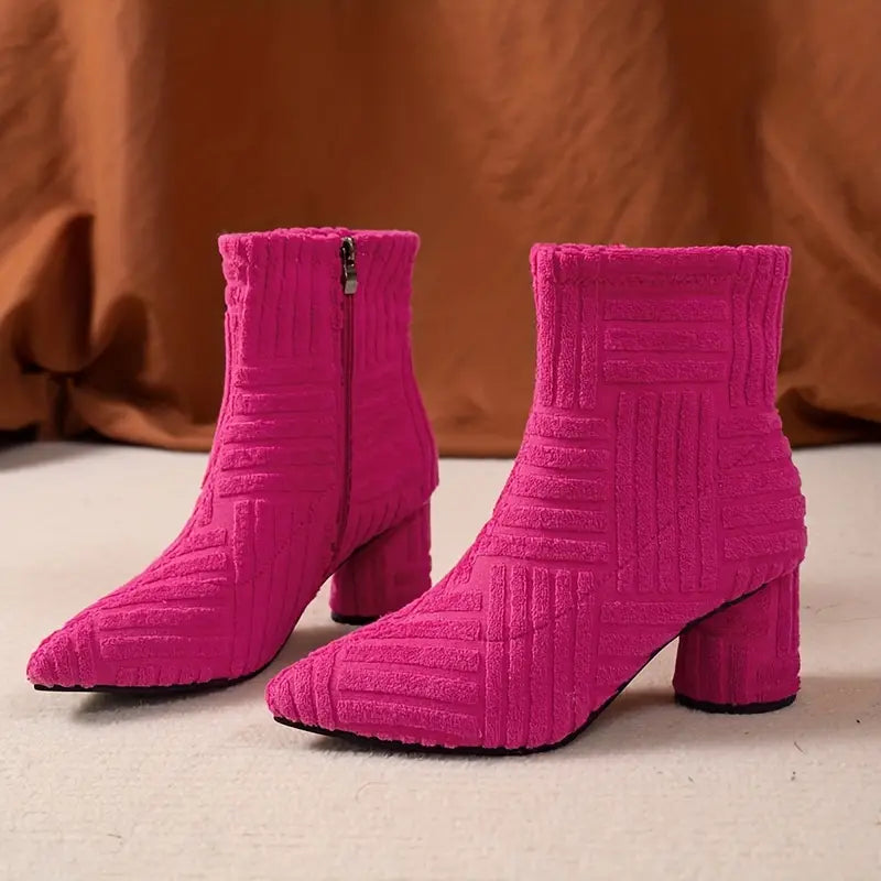 Laarzen met hak - Dameslaarzen met rits en dikke hak-Boutique Moda