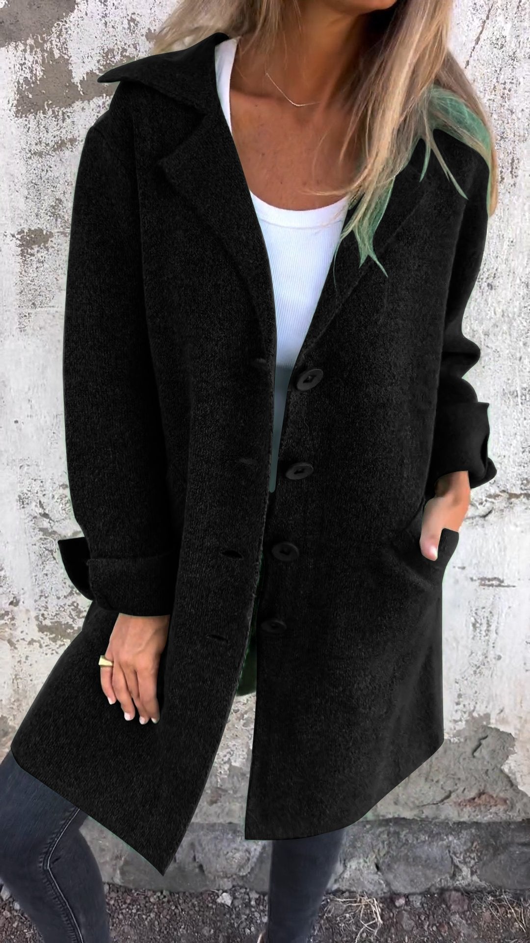 Lang vest - Button-Up - Gebreid - Vestjasje - Dameskleding-Boutique Moda