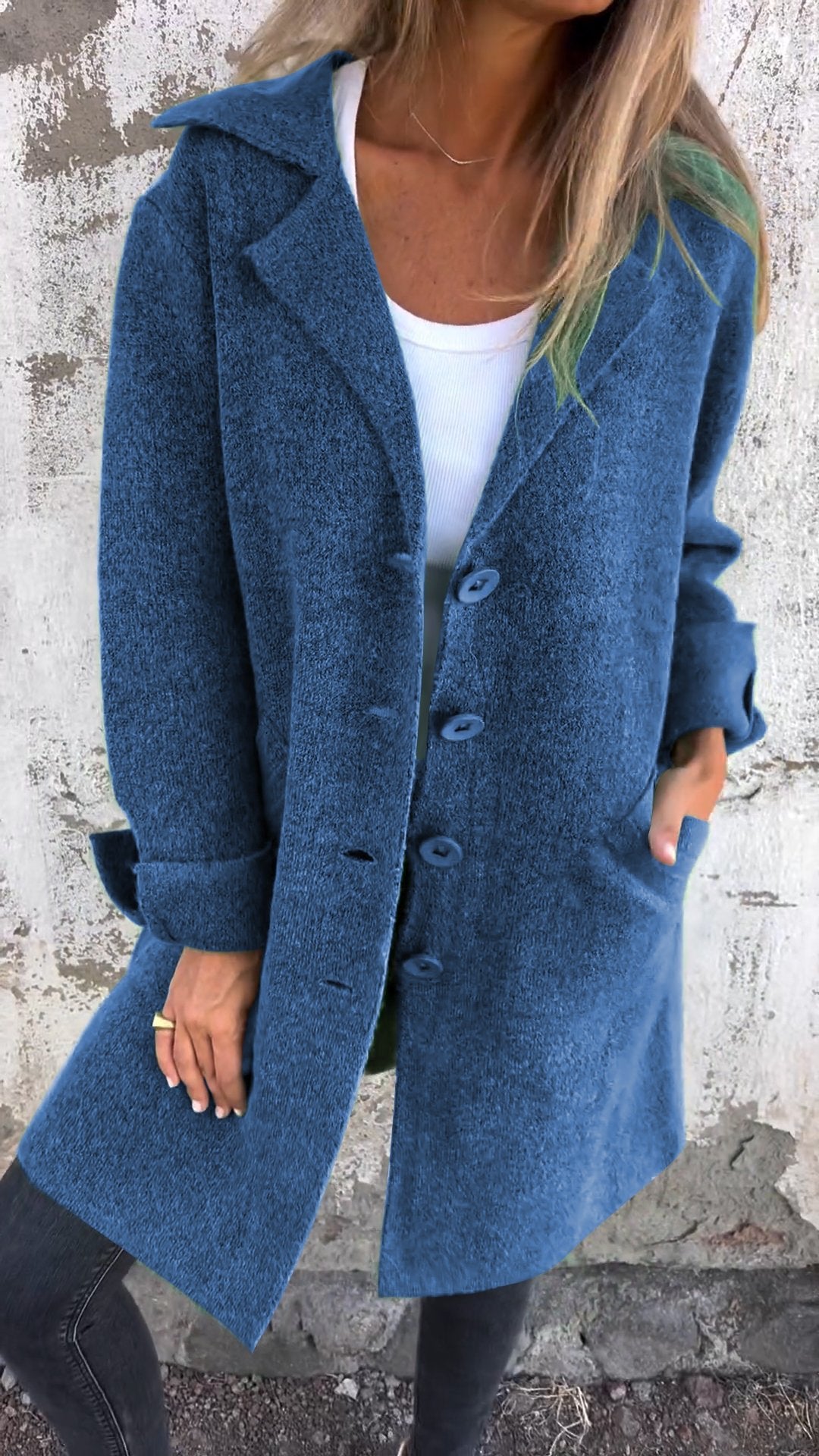 Lang vest - Button-Up - Gebreid - Vestjasje - Dameskleding-Boutique Moda