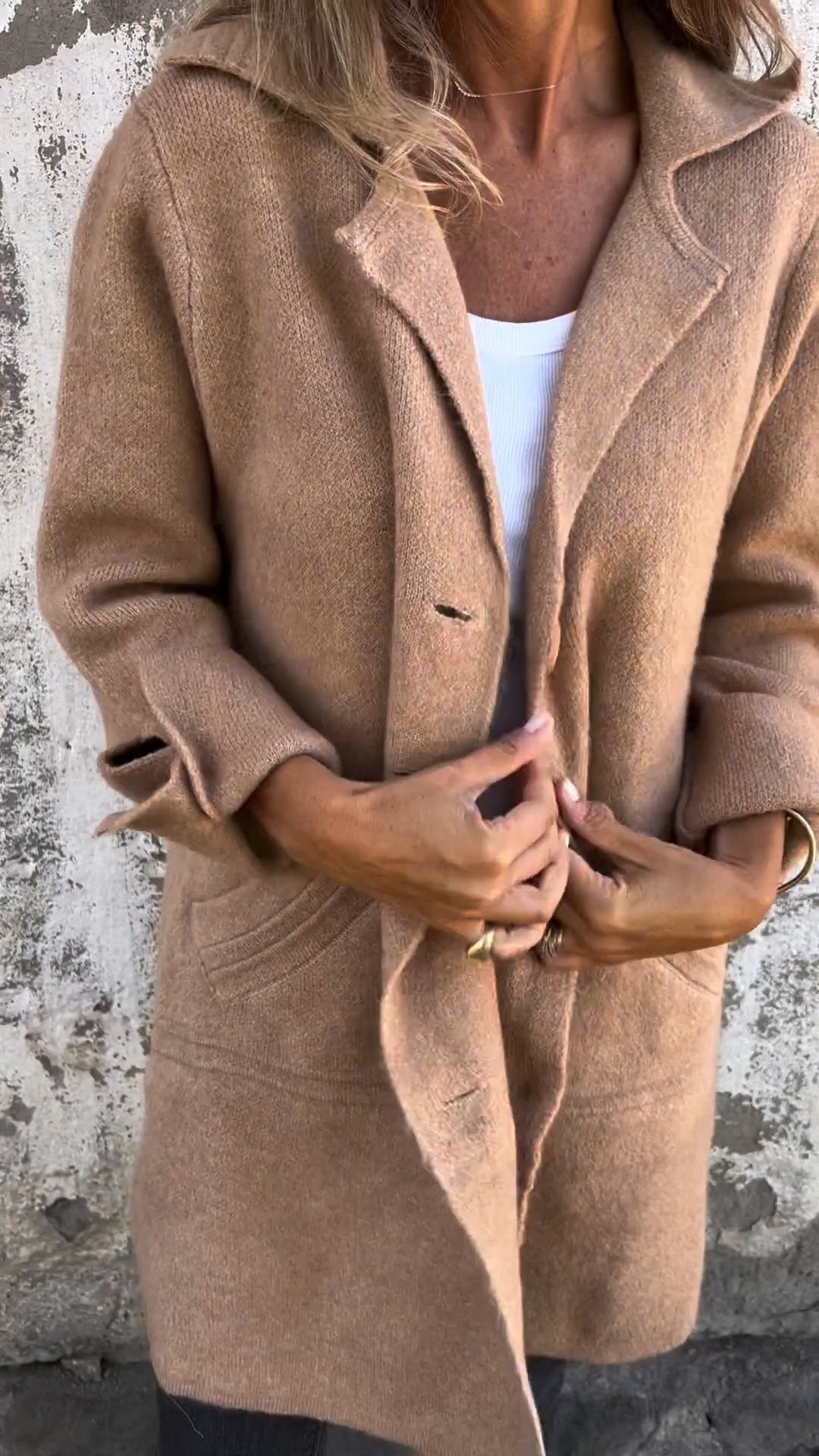Lang vest - Button-Up - Gebreid - Vestjasje - Dameskleding-Boutique Moda