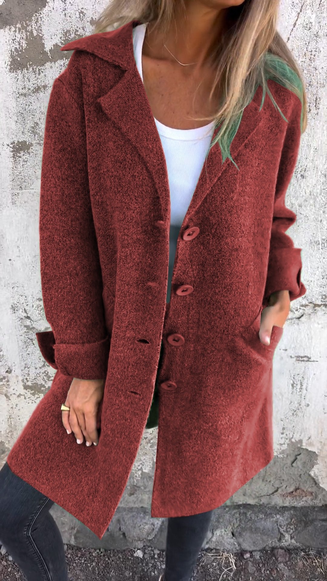 Lang vest - Button-Up - Gebreid - Vestjasje - Dameskleding-Boutique Moda
