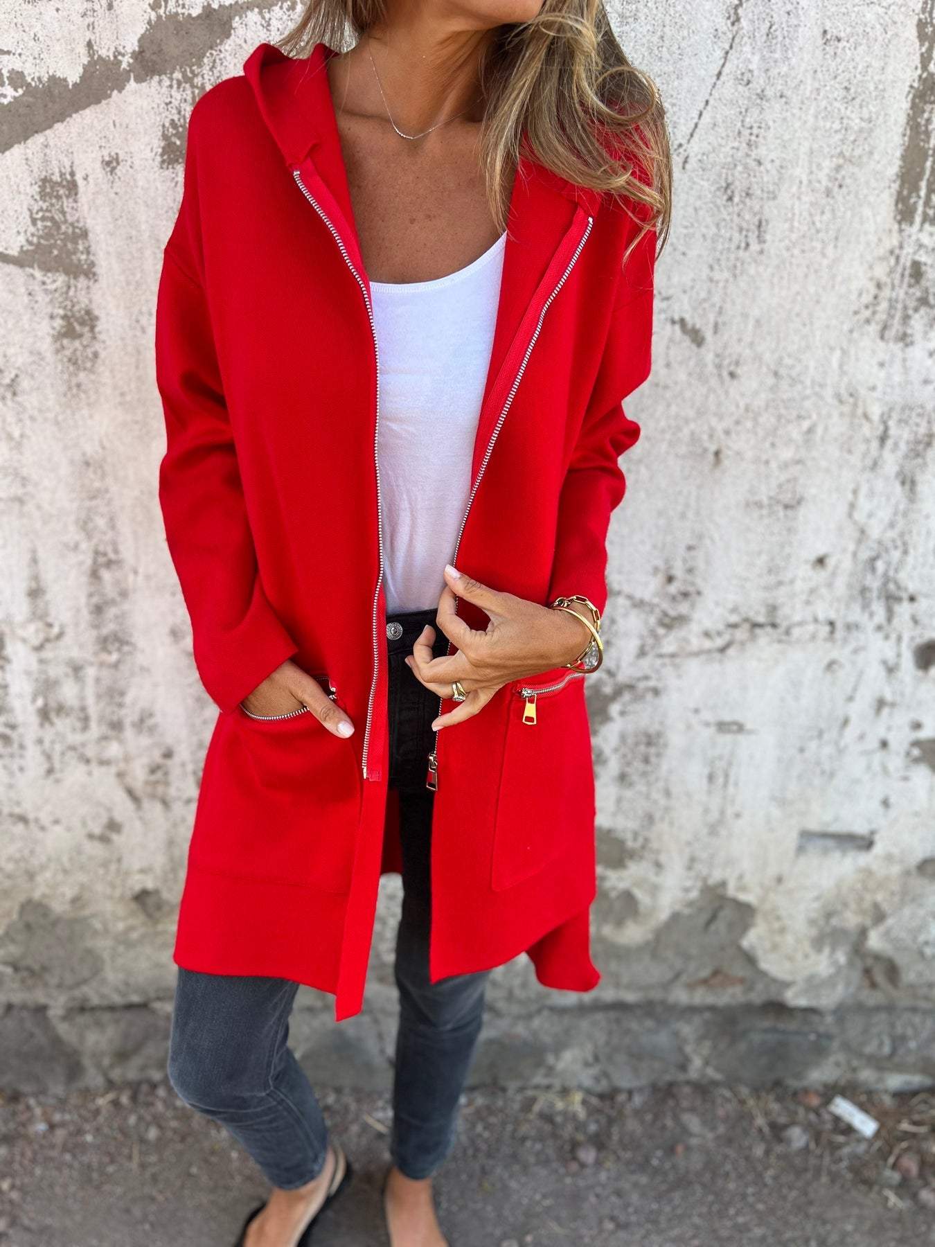 Lange Hoodie | Hooded | Loose Fit | Zip Hoodie | Zip Vest-Boutique Moda