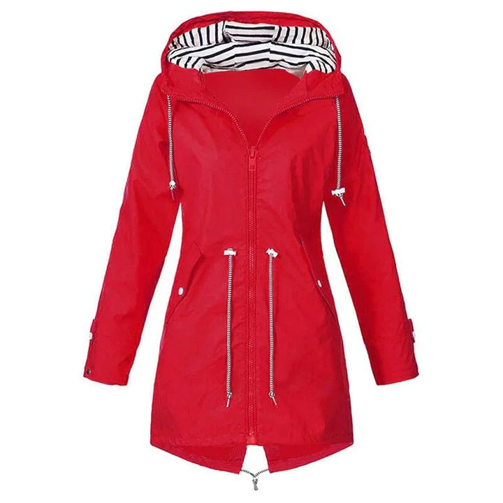 Lange Regenjas - Capuchon - Zip-Up - Waterdichte jassen - Damesjas-Boutique Moda