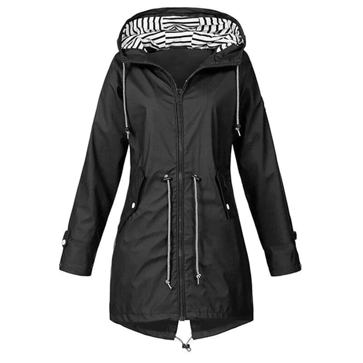 Lange Regenjas - Capuchon - Zip-Up - Waterdichte jassen - Damesjas-Boutique Moda