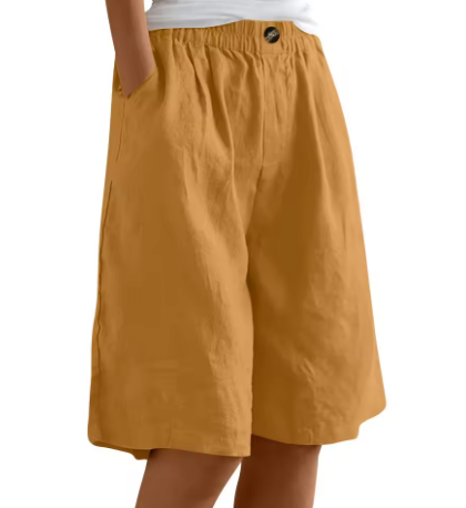 Lange korte broek - Casual - Elastische taille - Loszittende korte broek - Dameskorte broek-Boutique Moda