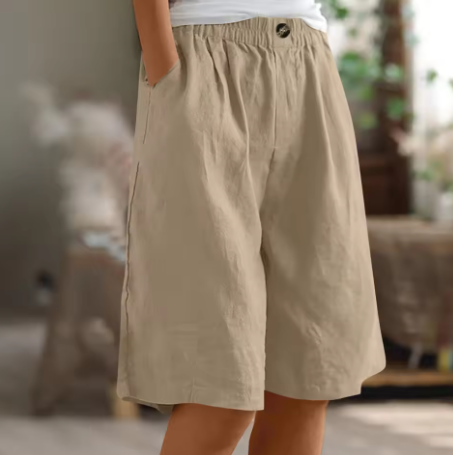 Lange korte broek - Casual - Elastische taille - Loszittende korte broek - Dameskorte broek-Boutique Moda