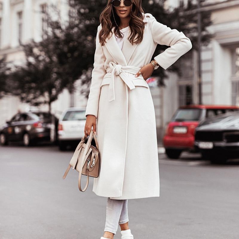Laura Manteljas | Lange dames mantel met riem-Boutique Moda