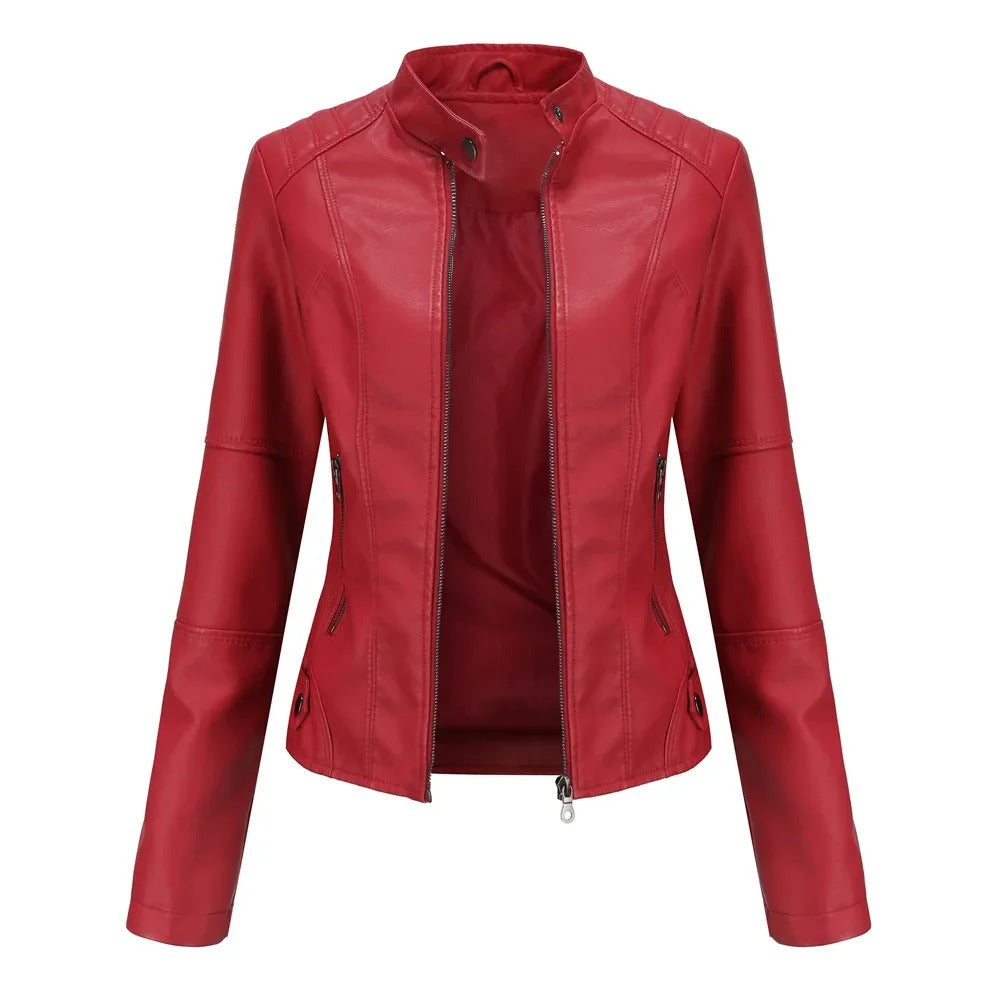 Leren Jas - Slim fit - Ritssluiting - Kunstleren jas - Damesjas-Boutique Moda