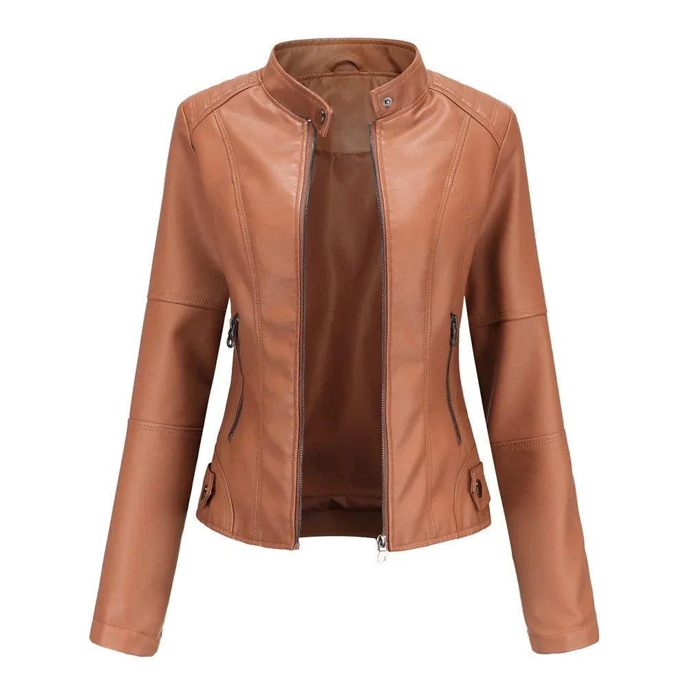 Leren Jas - Slim fit - Ritssluiting - Kunstleren jas - Damesjas-Boutique Moda