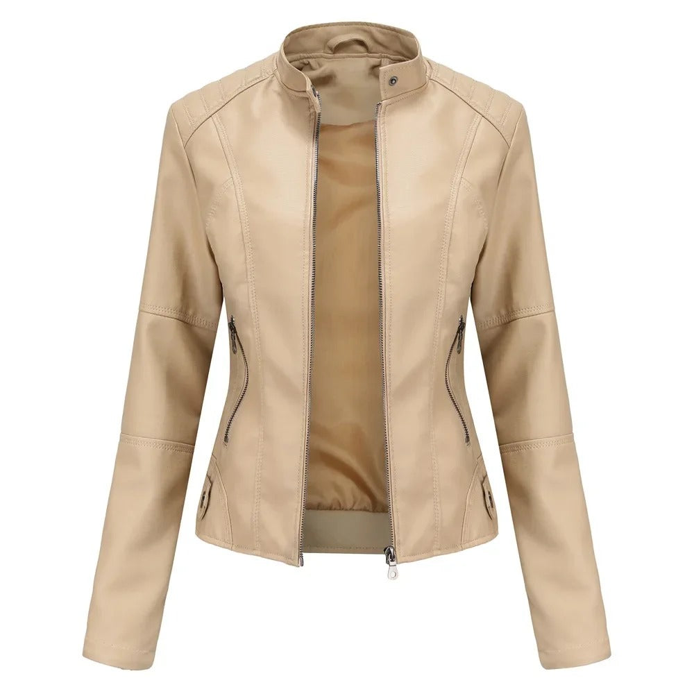 Leren Jas - Slim fit - Ritssluiting - Kunstleren jas - Damesjas-Boutique Moda