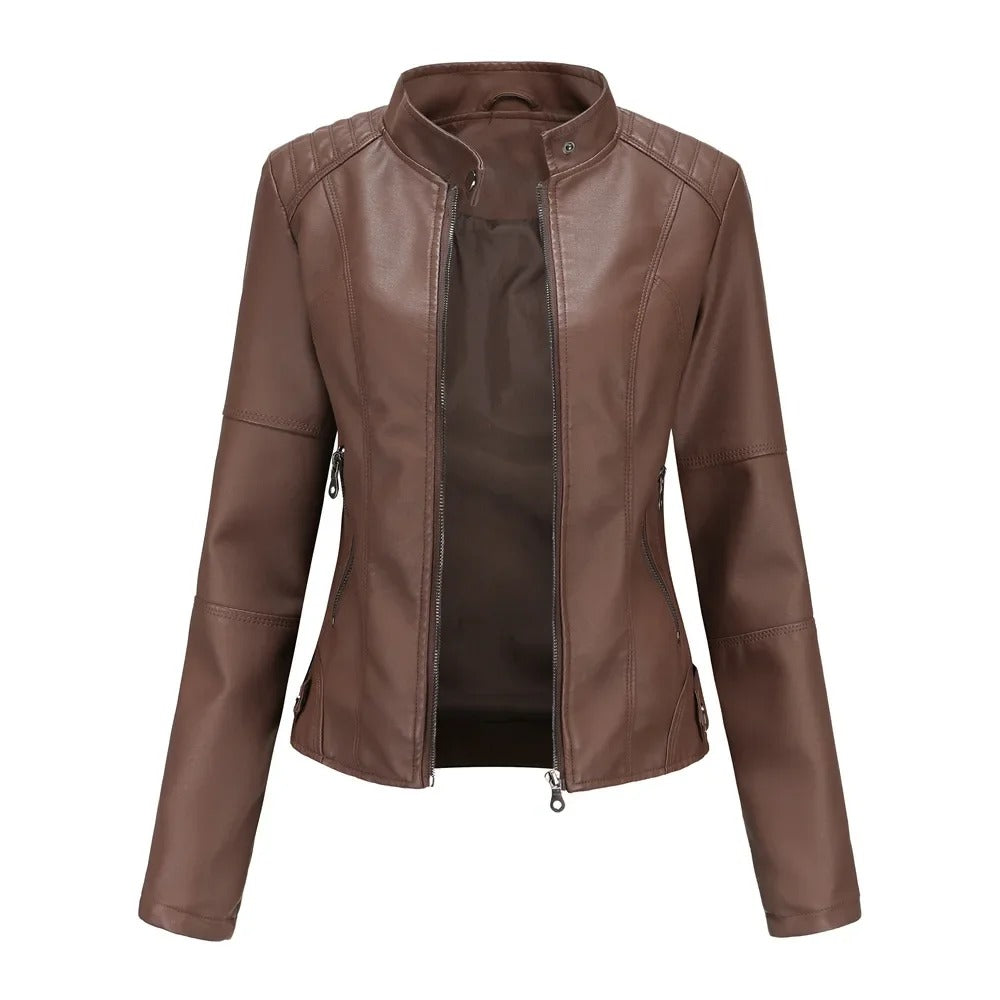 Leren Jas - Slim fit - Ritssluiting - Kunstleren jas - Damesjas-Boutique Moda