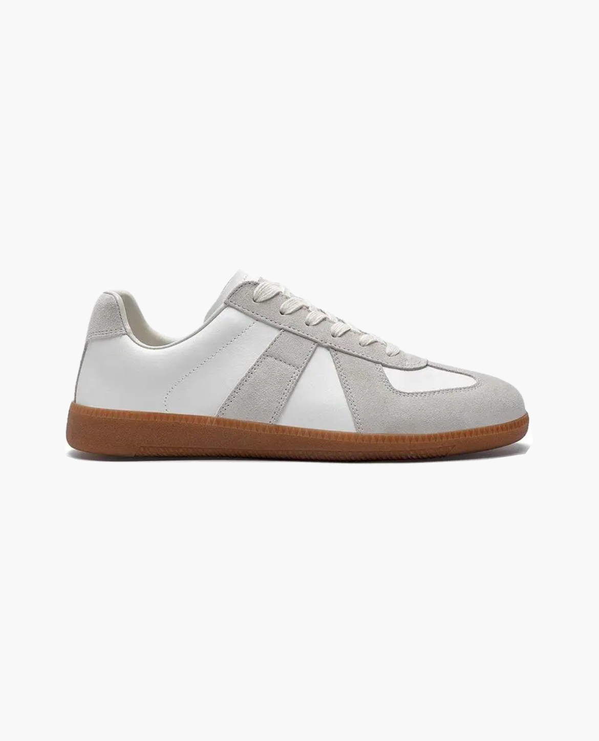 Leren Low-top Sneakers | Suède Veterschoenen | Wit en Zwart-Boutique Moda