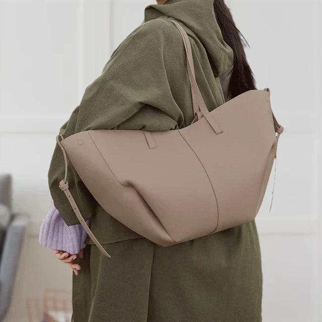Leren tas | Vintage | Kunstleer | Schoudertas | Grote boodschappentas-Boutique Moda