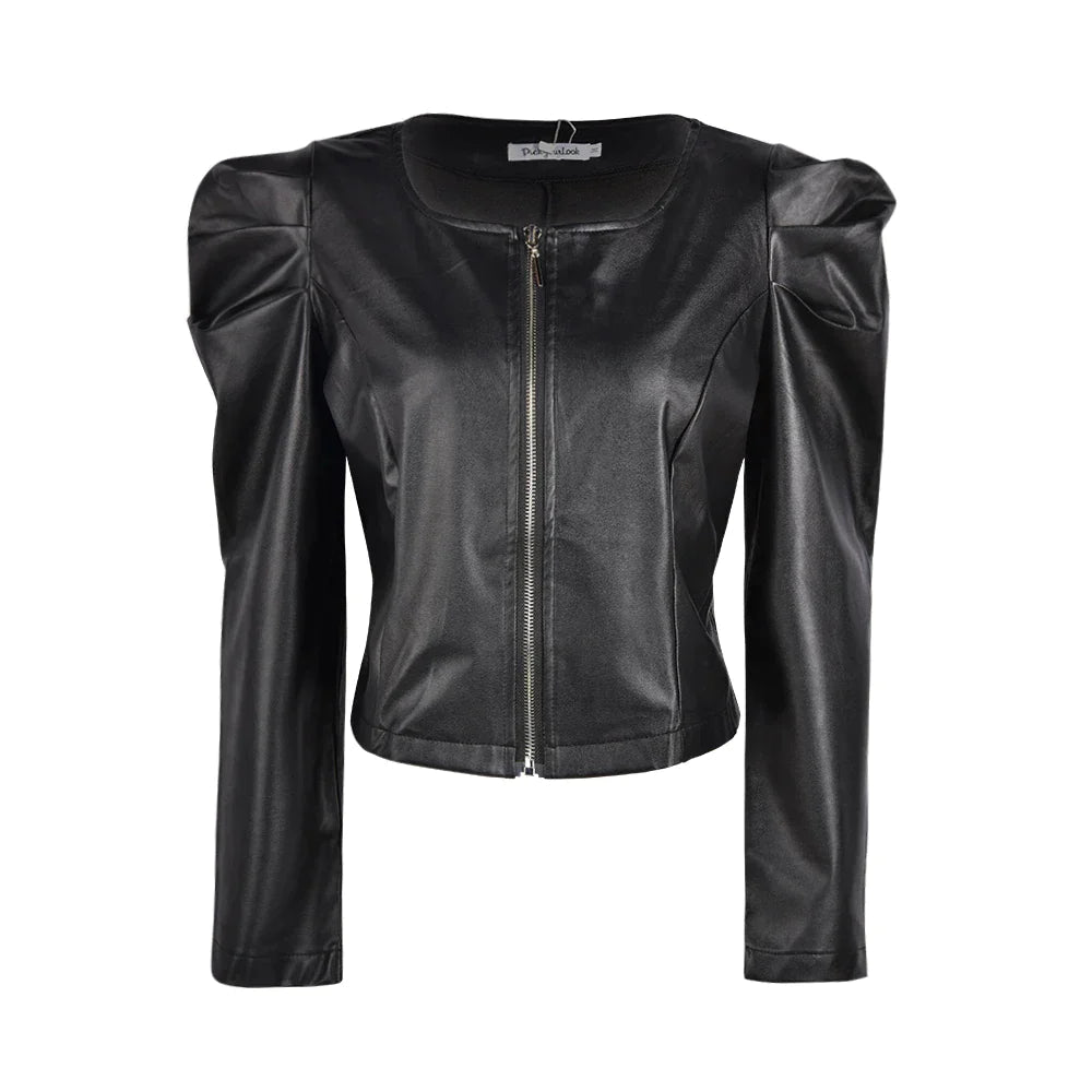 Lily Cropped Leather Jacket | Draai hoofden met de nieuwste leren jasjes trend-Boutique Moda