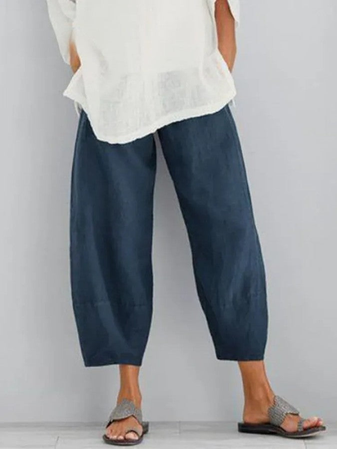 Linnen Broek - Casual Loose Fit Katoenen Broek voor Vrouwen in de Zomer-Boutique Moda