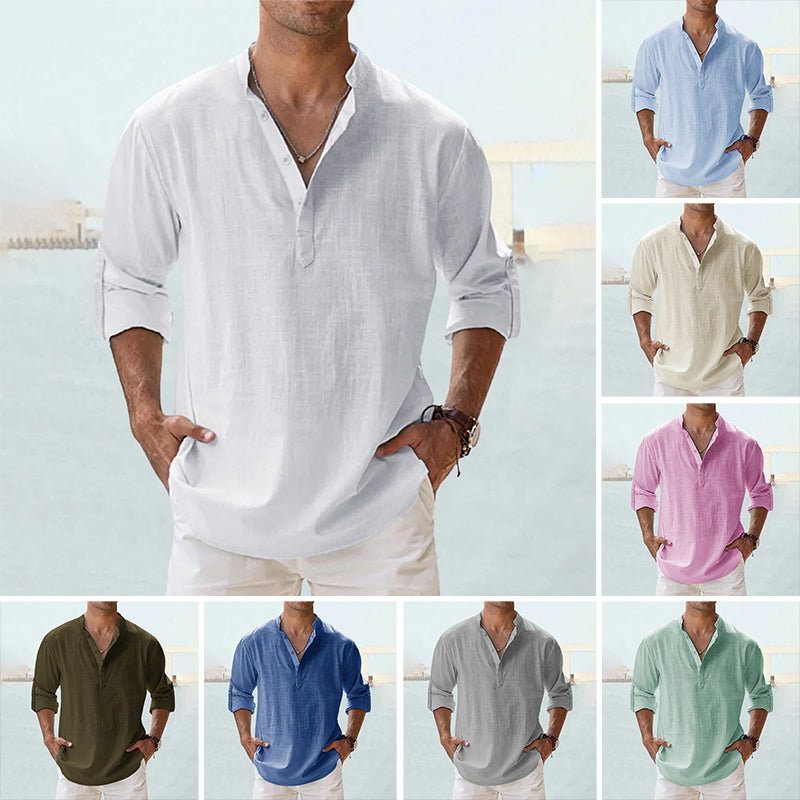 Linnen Overhemd - Halve Mouw - Halve Knoop - Zomer Overhemd - Herenkleding-Boutique Moda