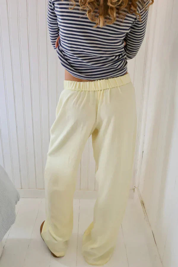 Linnen broek - Casual - Lage taille - Wijde pijpen - Damesbroek-Boutique Moda