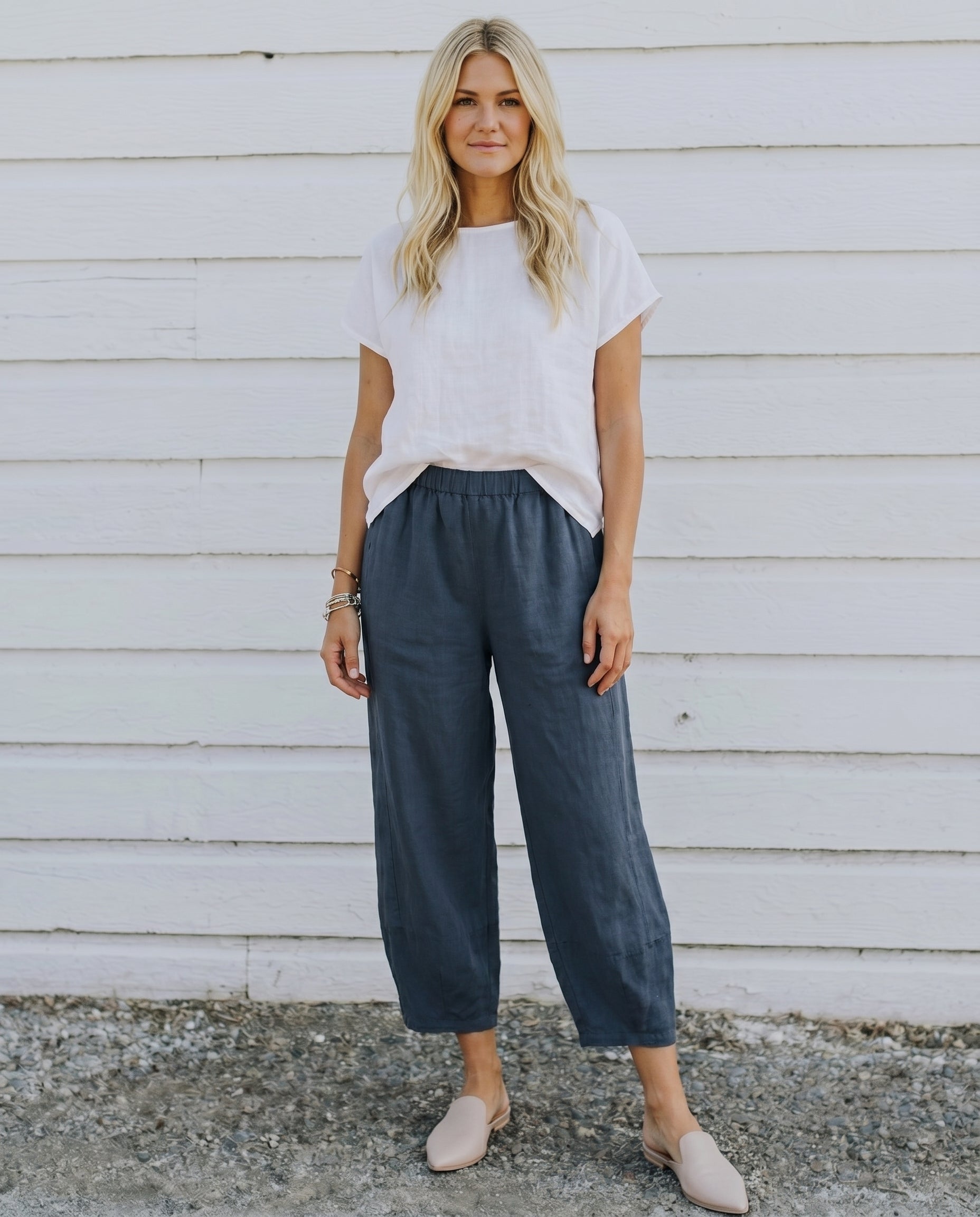 Linnen broek - Casual losvallende linnen broek voor dames voor de zomer-Boutique Moda