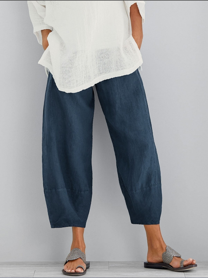 Linnen broek - Casual losvallende linnen broek voor dames voor de zomer-Boutique Moda
