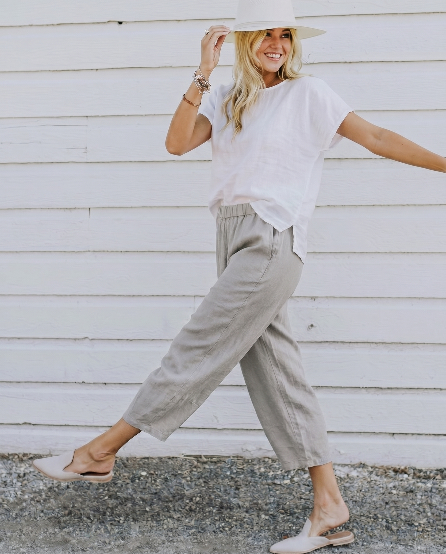 Linnen broek - Casual losvallende linnen broek voor dames voor de zomer-Boutique Moda