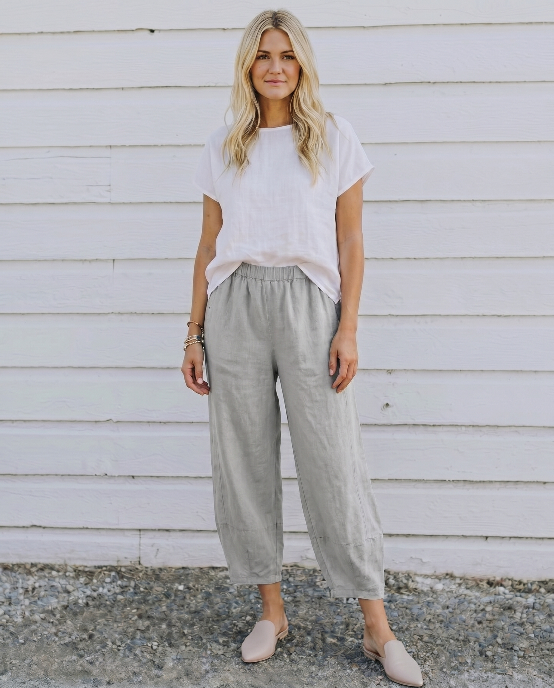 Linnen broek - Casual losvallende linnen broek voor dames voor de zomer-Boutique Moda