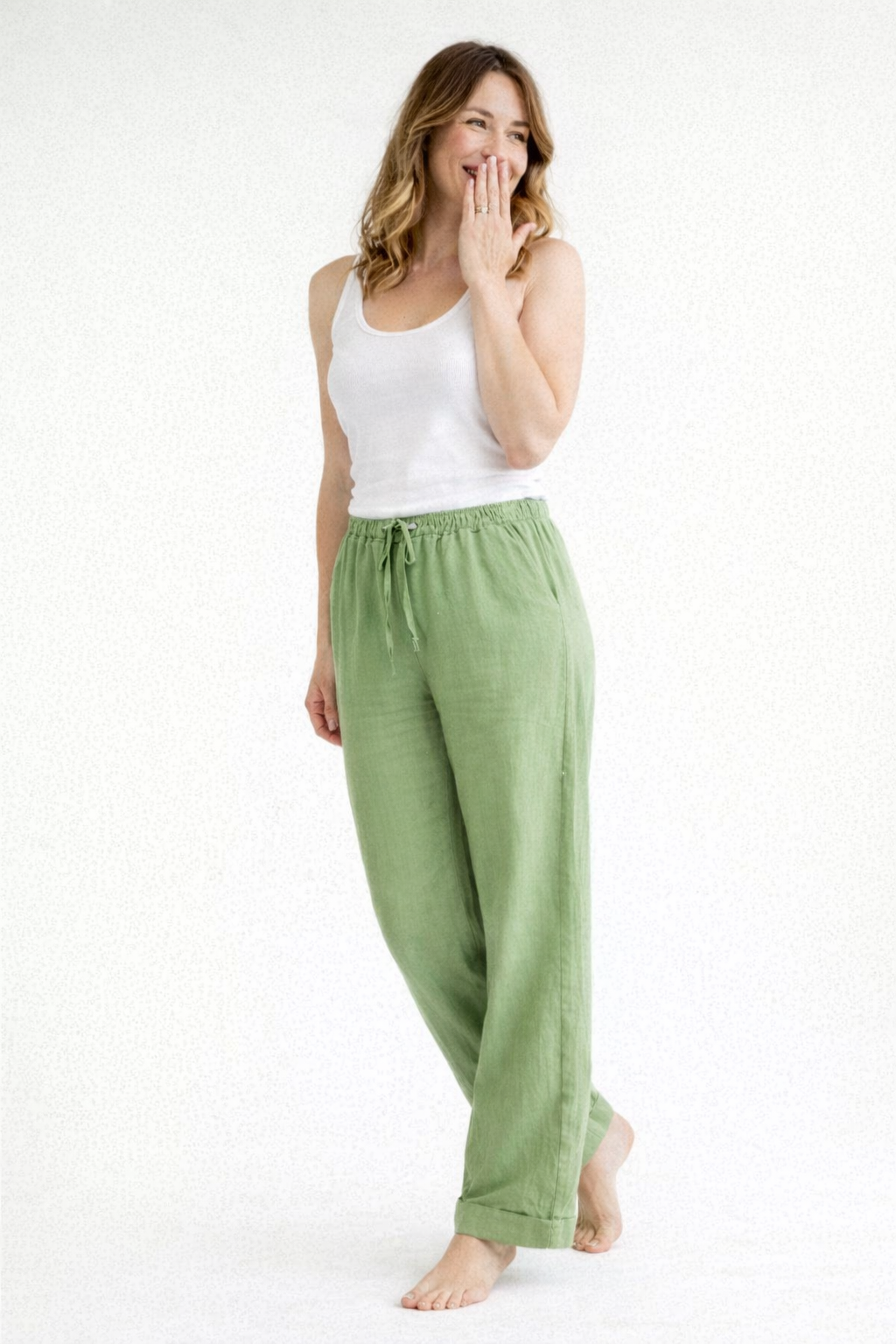 Linnen broek – Zomerbroek voor dames met rechte pijpen-Boutique Moda