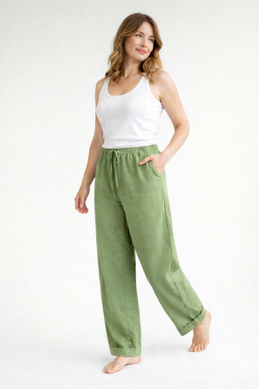 Linnen broek – Zomerbroek voor dames met rechte pijpen-Boutique Moda
