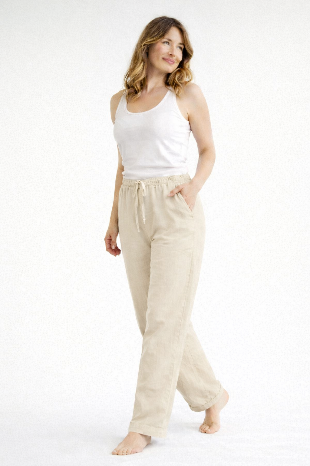 Linnen broek – Zomerbroek voor dames met rechte pijpen-Boutique Moda