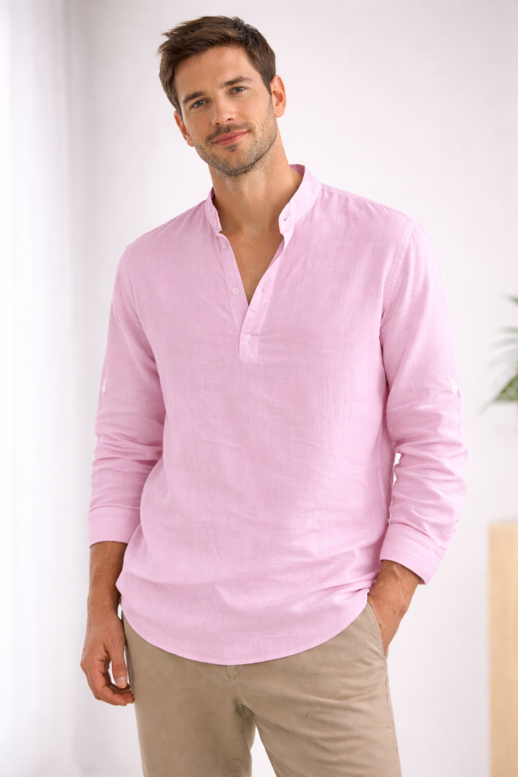 Linnen overhemd | Lichtgewicht | Overhemd met knopen | Overhemd met lange mouwen | Herenoverhemd-Boutique Moda