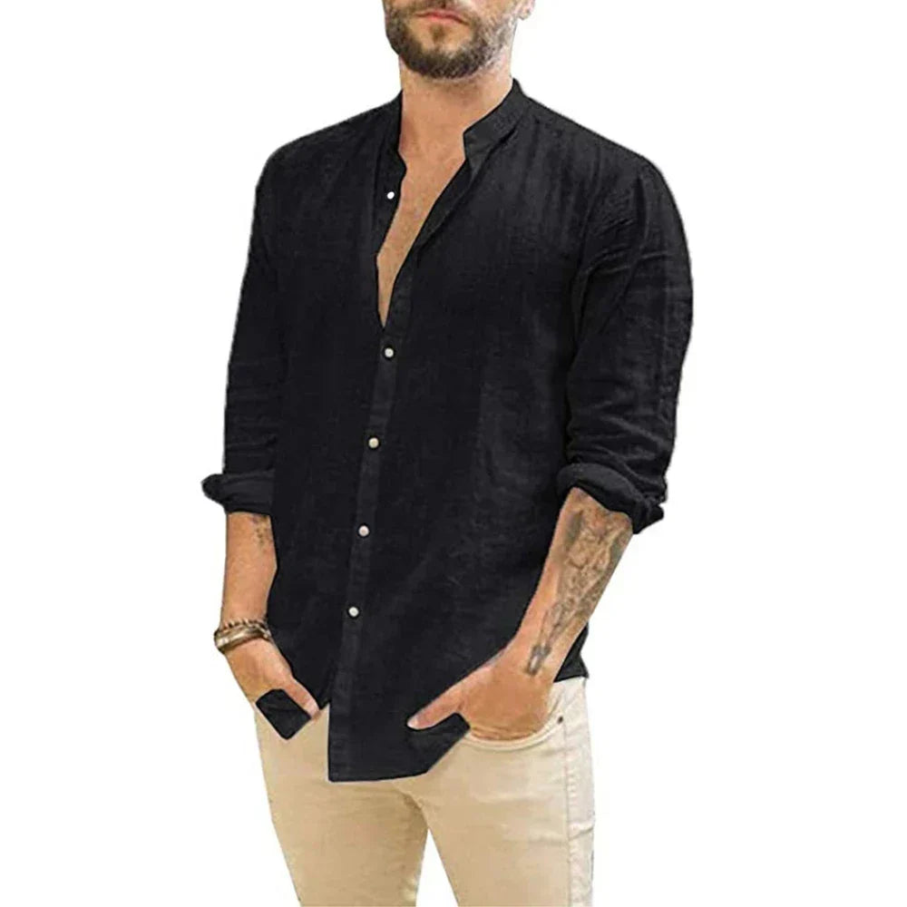 Linnen shirt - Lange mouwen - Knoopsluiting - Zomershirt - Herenoverhemden-Boutique Moda