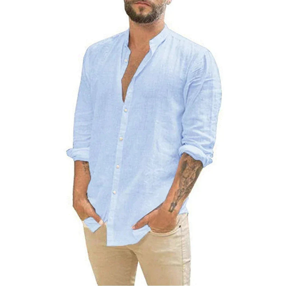 Linnen shirt - Lange mouwen - Knoopsluiting - Zomershirt - Herenoverhemden-Boutique Moda