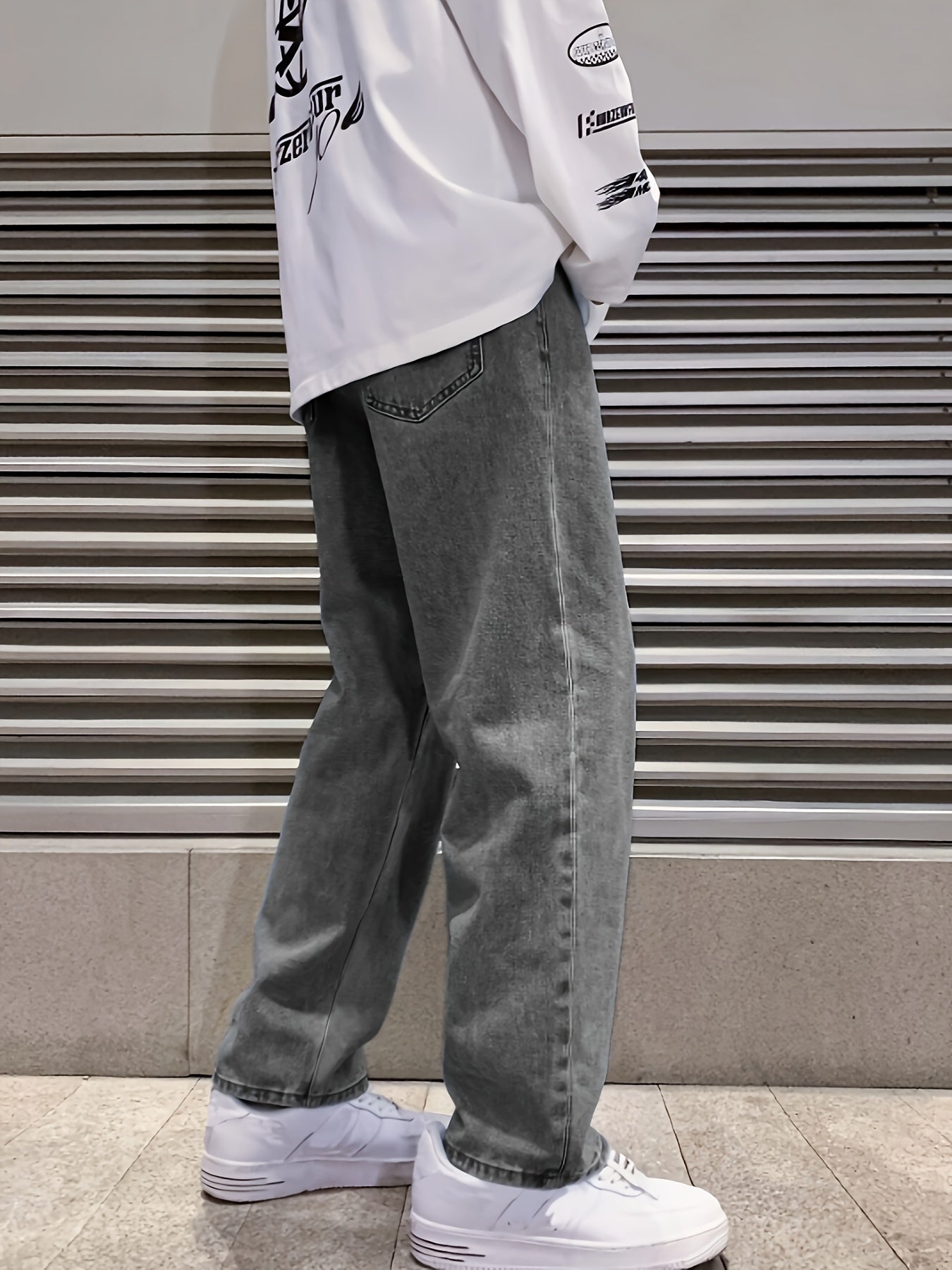 Loszittende jeans - Casual - Grijs - Baggy jeans - Herenjeans-Boutique Moda