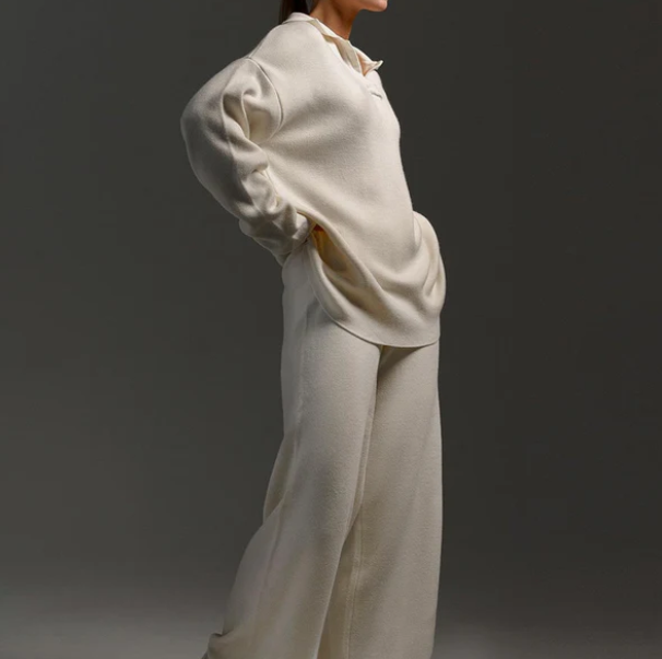Lounge Set | Pullover Oversized | Wijde Pijpen | Gebreide Tweedelige Set | Dames Loungewear-Boutique Moda