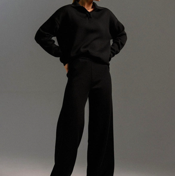 Lounge Set | Pullover Oversized | Wijde Pijpen | Gebreide Tweedelige Set | Dames Loungewear-Boutique Moda