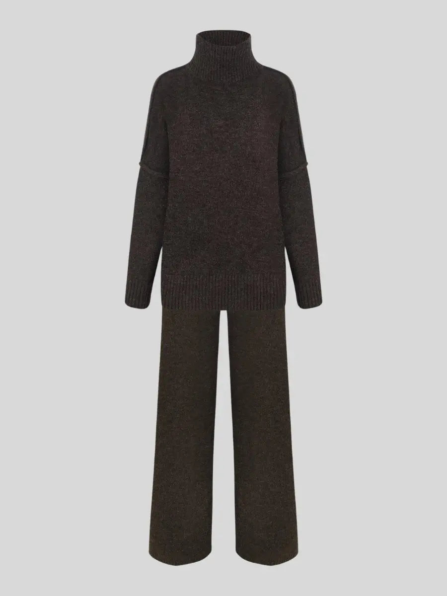 Loungeset | Wijde broeken | Oversized trui | Gebreide set | Loungewear voor dames-Boutique Moda