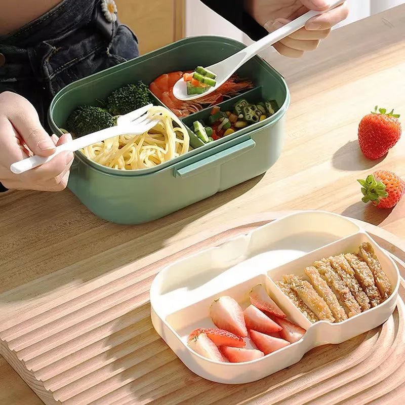 Lunchbox Dubbellaags | Bento Broodtrommel met Bestek | 1200 ml-Boutique Moda