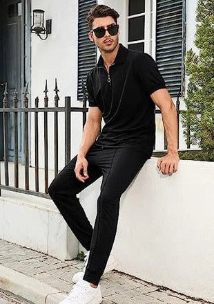 Luxe 2-delige heren set met polo en jogger-Boutique Moda