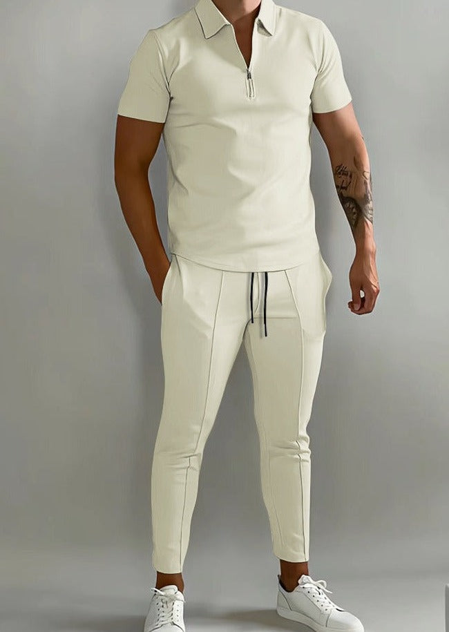 Luxe 2-delige heren set met polo en jogger-Boutique Moda
