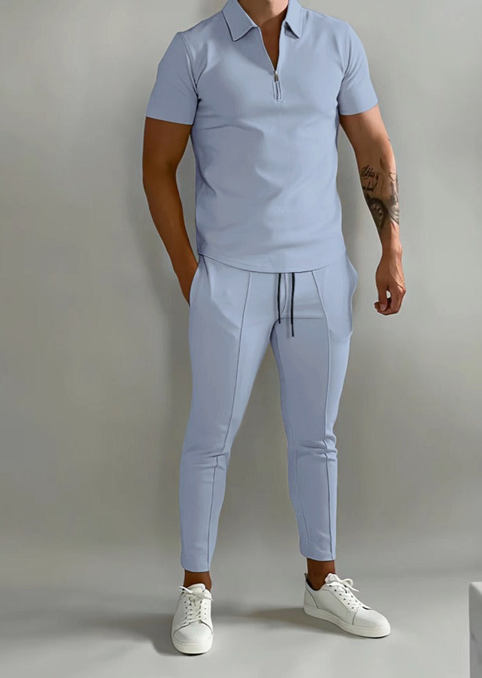 Luxe 2-delige heren set met polo en jogger-Boutique Moda