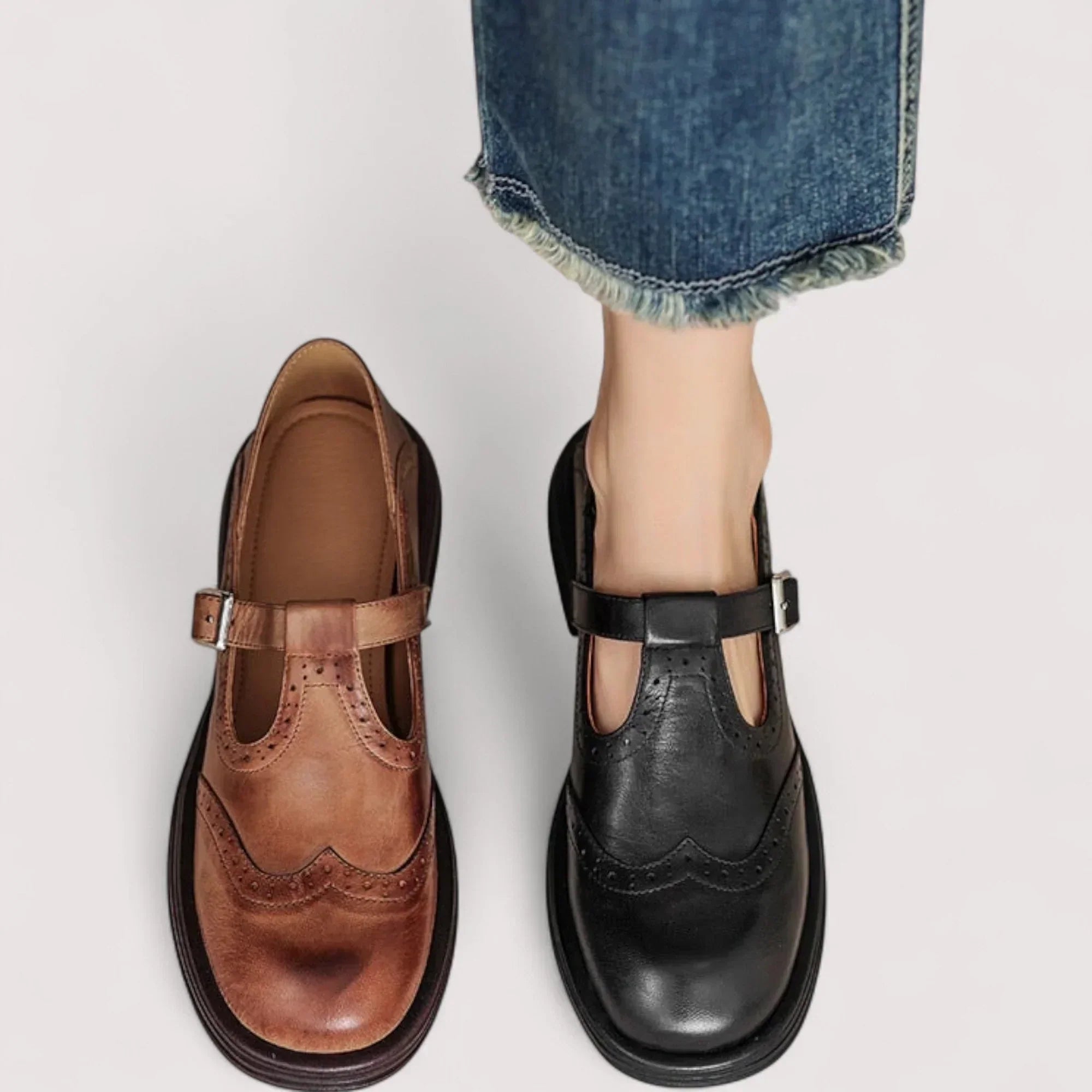 Mary Jane-schoenen | Zwart | Bruin | Leren loafers | Damesschoenen-Boutique Moda