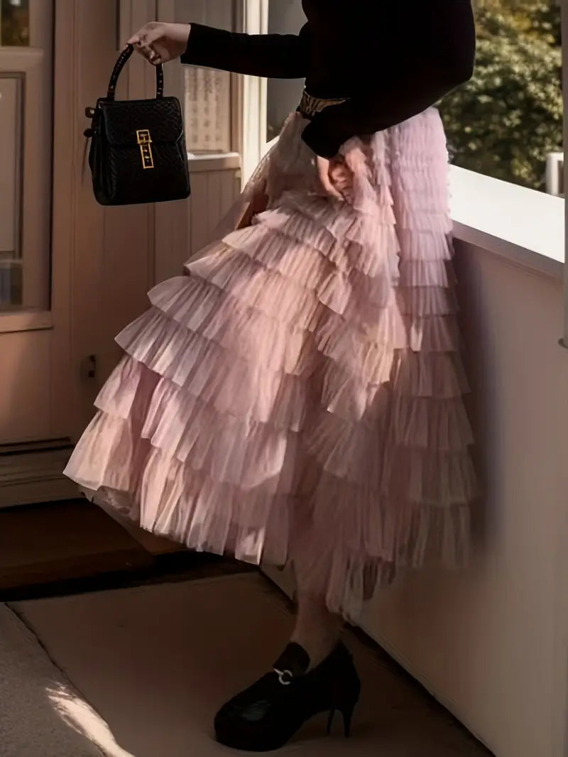 Matilde Ruffelrok | Lange tule Trendy rok-Boutique Moda