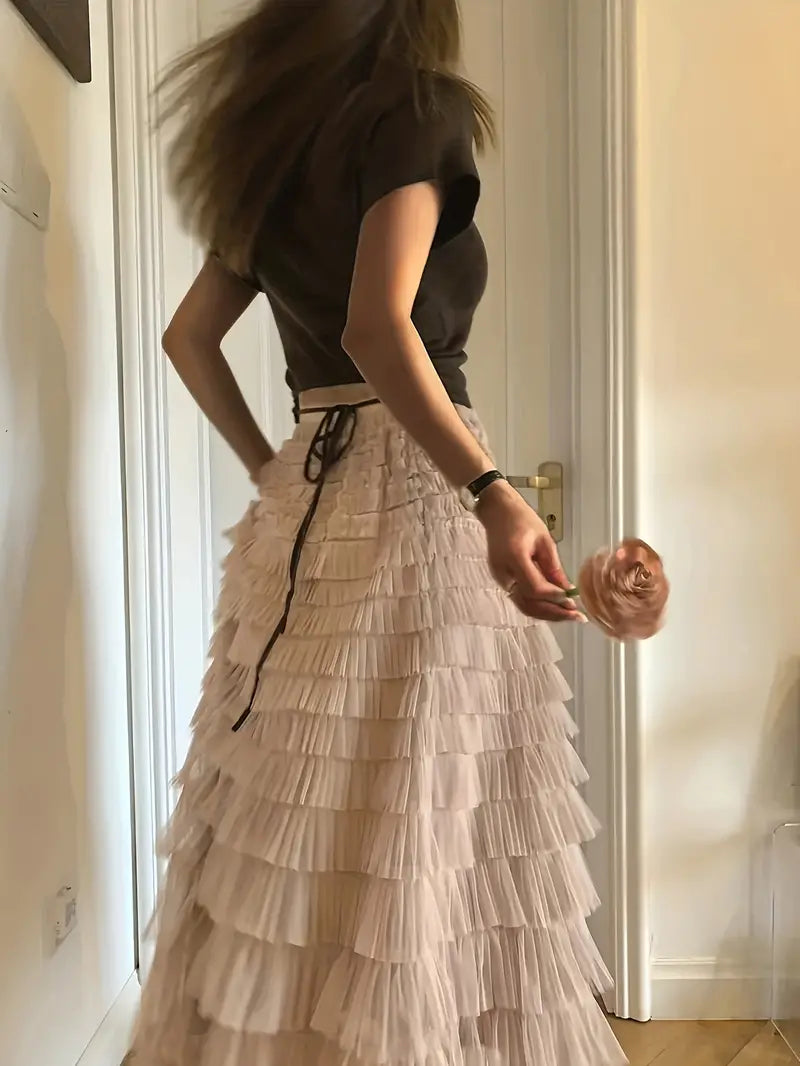 Matilde Ruffelrok | Lange tule Trendy rok-Boutique Moda