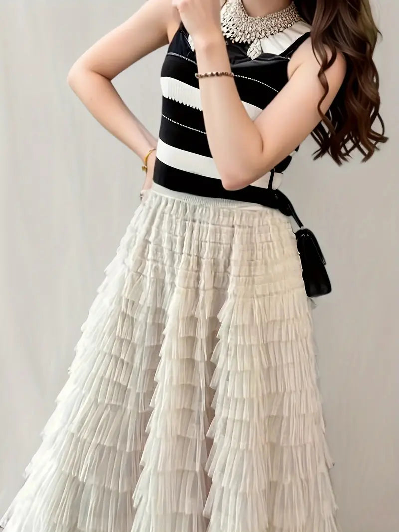 Matilde Ruffelrok | Lange tule Trendy rok-Boutique Moda