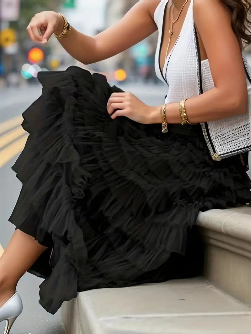 Matilde Ruffelrok | Lange tule Trendy rok-Boutique Moda